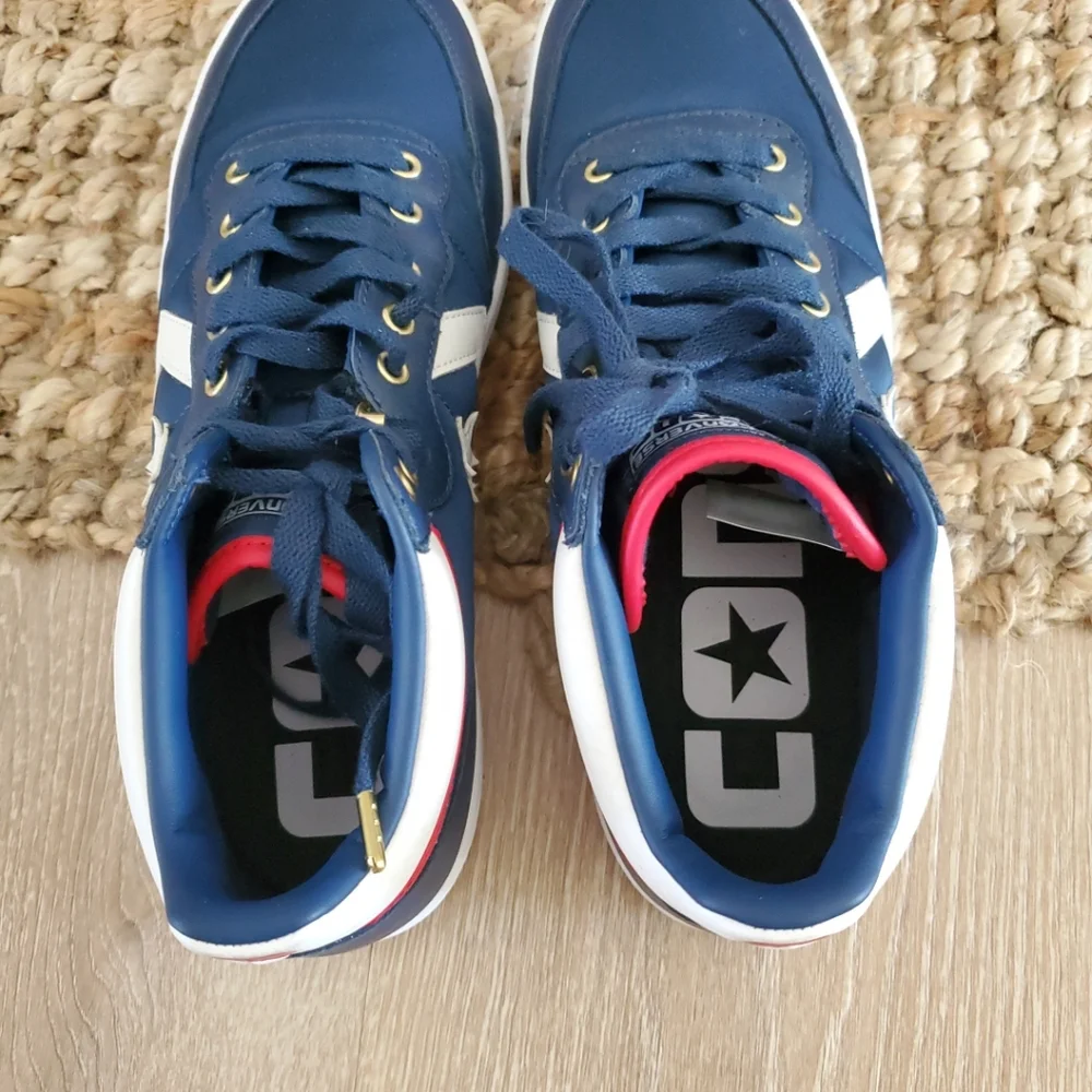 Converse Cons Shoes Mens 8 Womens 9.5 Blue White Star Mid Top 159598C Leather